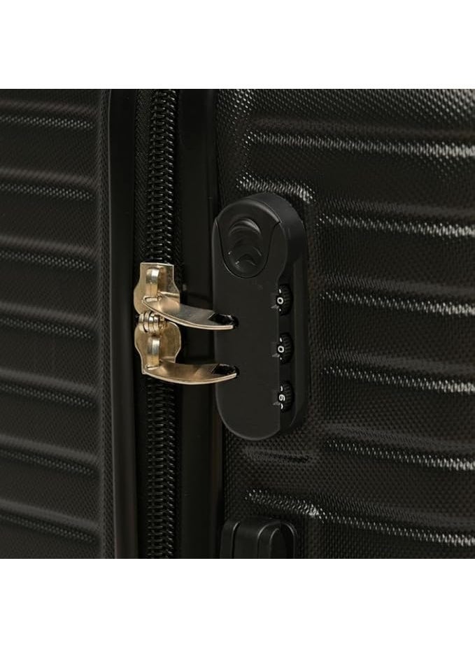 طقم حقائب سفر صلبة مكون من 5 قطع، حقائب ترولي خفيفة الوزن مزودة بعجلات دوارة 360 درجة وقفل رقمي آمن، أسود - Image 2